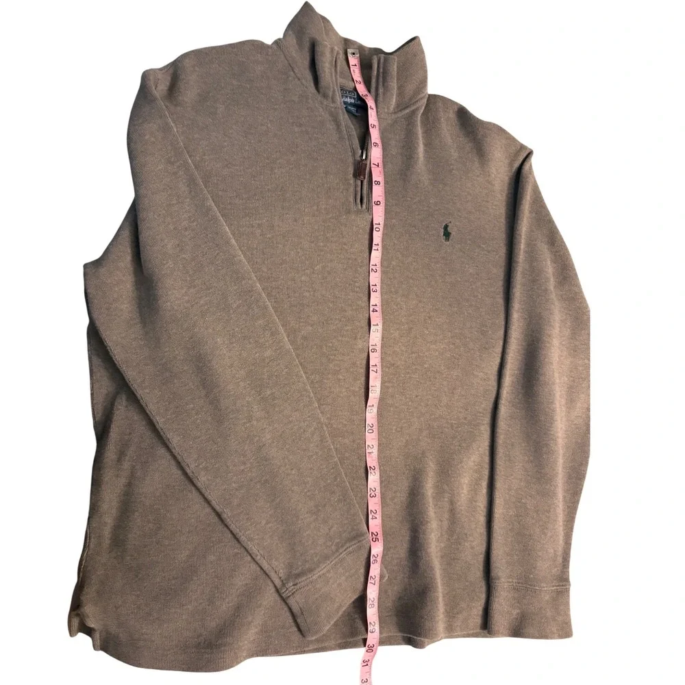 Polo Ralph Lauren Mens XL Quarter Zip Pullover Taupe Brown 100% Cotton Sweater